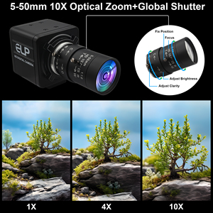 Caméra ELP Global Shutter Zoom 10x Mise au point manuelle Ouverture ajustée Haute vitesse <span class=keywords><strong>720P</strong></span> <span class=keywords><strong>60fps</strong></span> HD <span class=keywords><strong>Webcam</strong></span> PC pour conférence - Product Image 2
