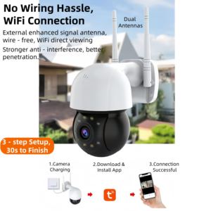 كاميرا LETONDA صغيرة على شكل قبة بدقة 2 ميجابكسل وهوائي مزدوج وزاوية واسعة 355 درجة مع تتبع ذكي للحركة وصوت ثنائي الاتجاه وذاكرة سحابية وبطاقة ذاكرة - Product Image 3