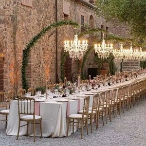 Arco Nuziale <span class=keywords><strong>con</strong></span> Lampadario di Cristallo, Prismi Sospesi e Luce Calda per Decorazioni di Cerimonie all'Aperto - Product Image 5
