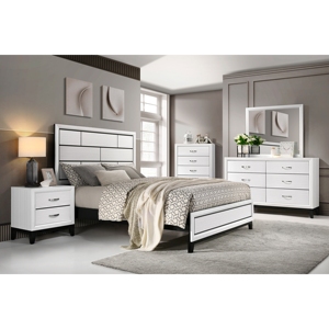 Comodino Moderno Contemporaneo con 2 Cassetti in Finitura Bianca, Mobile per Camera da Letto in Legno - Product Image 5