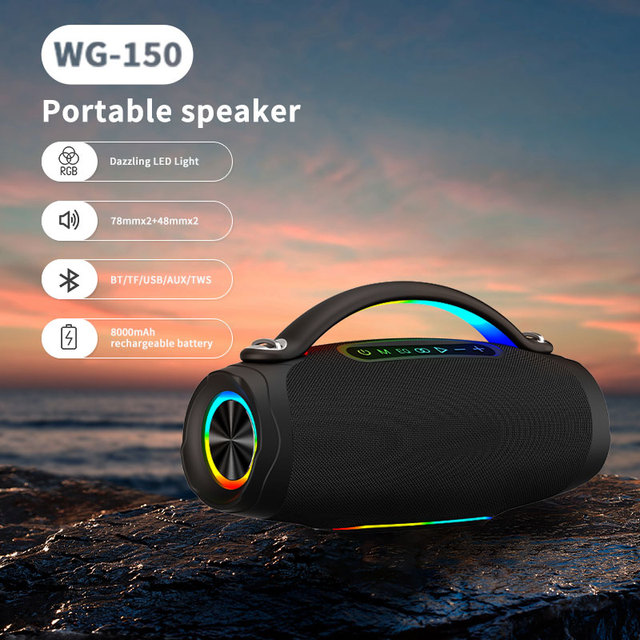 OEM/ODM ABS-WG150 100W Big Power BT Speaker Portable Speaker Music BT Karaoke Outdoor DJ Speaker TF/USB/AUX/TWS
