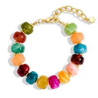 Gelang Tangan Plastik Akrilik Warna-warni Turquoise Manik-manik Cantik, Dapat Disesuaikan, Hadiah Trendi untuk Putriku
