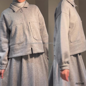 Habib 2026 Nuovo Set 2 Pezzi Tinta Unita Autunno Inverno per Donne Musulmane, Top Modesto e Gonna Lunga, Abbigliamento Islamico all'Ingrosso - Product Image 4