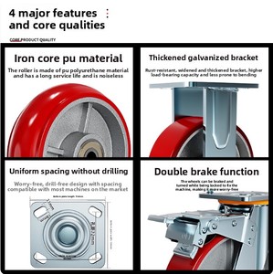 Heavy Duty 4\" 5\" 6\" 8\" Industrial Cast Iron PU <strong>Trolley</strong> Caster <strong>Wheels</strong> Factory <strong>Hand</strong> <strong>Trolley</strong> Workshop Carts for Heavy Load - Product Image 2