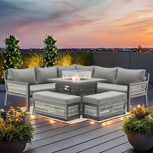 Nhỏ gọn grey Terrace vườn ngoài trời Patio giá rẻ London mây đồ nội thất sofa ngoài trời Set với nhôm Lift lửa Pit bảng - Product Image 5