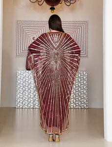 Abayas élégantes pour femmes, robe musulmane, manches chauve-souris ornées de perles et de paillettes, kaftan, robe de soirée formelle de Dubaï pour les fêtes et les mariages - Product Image 4