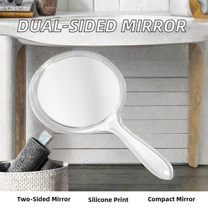 กระจกแต่งหน้าแบบมือถืออะคริลิกใสสองด้านพร้อมโลโก้สั่งทำ - Product Image 3