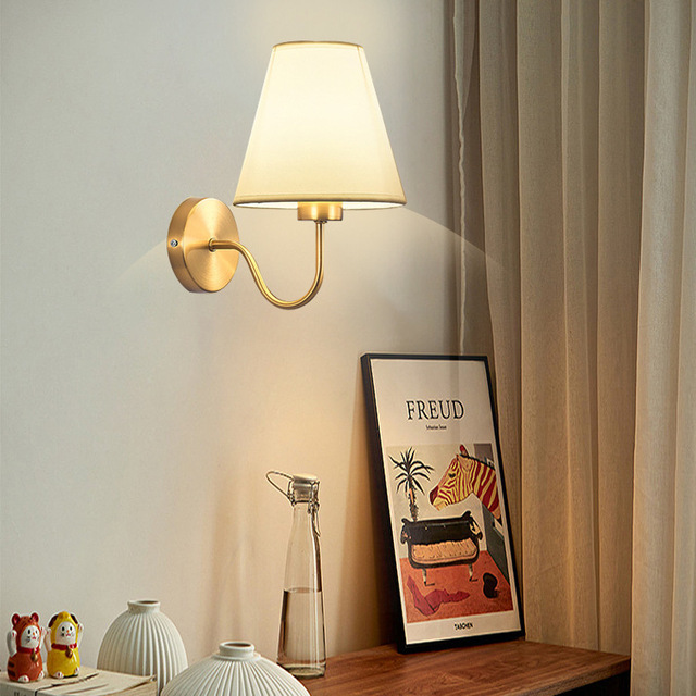 Living Room Modern Style Rechargeable LED Wall Lamp Remote Control Cordless Battery Operated Sconce Fabric Shade Indoor