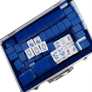Juego de Mahjong Americano de Acrílico Azul, Cuatro Capas, Fichas de Lujo, Estilo Chinoiserie, Juego Portátil para Entretenimiento - Product Image 4