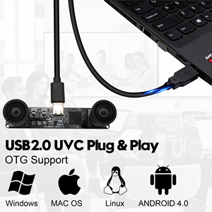 ELP Caméra 3D 4MP 60fps 3840X1080P Synchronisation Module de caméra <span class=keywords><strong>USB</strong></span> stéréo avec double objectif grand angle sans distorsion - Product Image 2