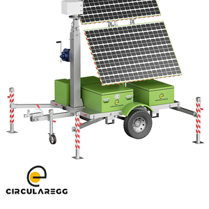 2*445W Mobile Solar Light Tower CCTV <b>Camera</b> Surveillance Tower with Mobile Trailer Hot Galvanising Mast - Product Image 2