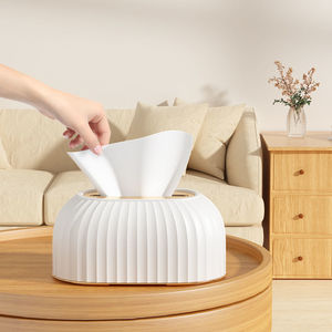 Boîte à mouchoirs élégante blanche avec base à ressort, polyvalente pour la maison et le salon, pratique - Product Image 1