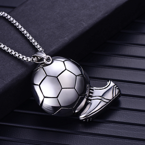 Personalizado 2026 ventiladores como soporte <span class=keywords><strong>Gif</strong></span> Popular fundido de acero inoxidable fútbol PVD plateado 18K Gpld colgante cuello; ACE - Product Image 5
