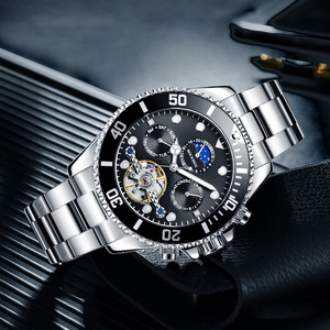 Reloj Mecánico Automático para Hombre, de Aleación y Acrílico, Resistente al Agua, Luminoso, con Calendario, Diseño Green Water Ghost, Tourbillon, Esqueleto - Product Image 3