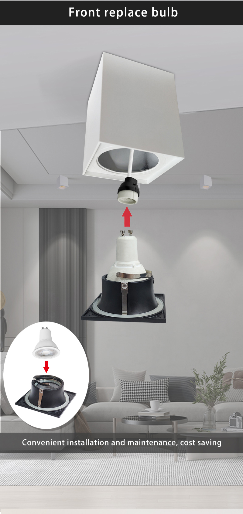 Gu10 Hotel Project Waterproof Ip65 Square Surface Mounted Led Downlights