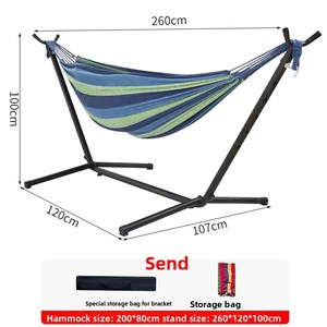 Outdoor Canvas Swing <b>Hammock</b> Portable Single Double Detachable <b>Camping</b> Hiking Household Recliner Goat Horn Bracket 300kg 260cm - Product Image 6
