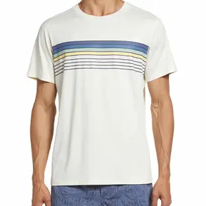 Custom Logo Wholesale Men's Stripe Graphic Tee 100 Cotton Drop Shoulder Heavy T Shirt For Men