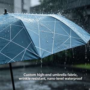Parapluie de voyage promotionnel de haute qualité, résistant aux UV, pliable en trois sections, à huit baleines, entièrement automatique, avec logo personnalisé, protection solaire - Product Image 2