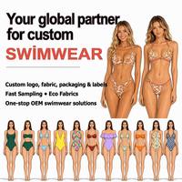 Conjunto de Bikini Ecológico con Logotipo Personalizado, Cadena de Metal, Estampado Animal, Doble Forro, para Mujer