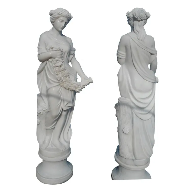 Estatua de mármol tallada a mano de tamaño natural, escultura de piedra, estatuas de jardín estatua de mármol italiano