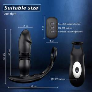 Jouet sexuel anal vibrant à 12 vitesses et à 3 mouvements pour hommes, masseur de <span class=keywords><strong>prostate</strong></span> en silicone souple, anneau pénien, gode avec contrôle par application pour couples - Product Image 6