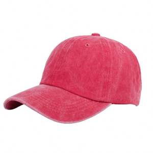 Vente en gros 6 Panneau Personnaliser rose Chapeaux Casquette de baseball en coton lavé pour les femmes - Product Image 3
