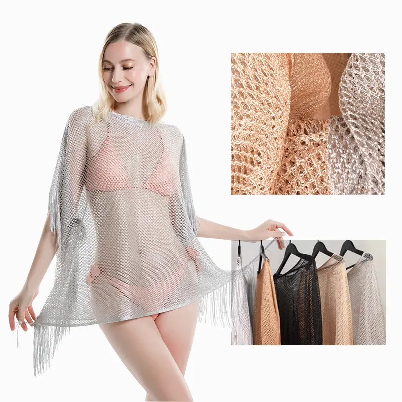 Fishnet Crochet Coverup Bathing Swimsuit Beach Dress Cover Up Sexy Bikini Swimwear Beach Cover Ups Sunscreen shawl