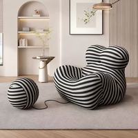 Canapé moderne en mousse de polyuréthane, fauteuil lounge surdimensionné, compressé sous vide, sans cadre, à rayures, pour salon, mobilier de maison