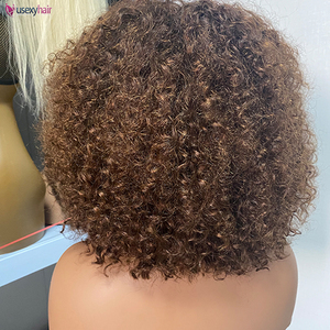 Perruque sans colle en <span class=keywords><strong>cheveux</strong></span> humains naturels bruts, bouclés <span class=keywords><strong>afro</strong></span> crépus, couleur naturelle, fabriquée à la machine, avec frange, sans dentelle, prix de gros - Product Image 5