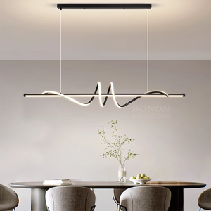 Mới tối giản dòng đương đại mặt dây đèn phòng ăn tuyến tính màu đen đèn chùm - Product Image 1