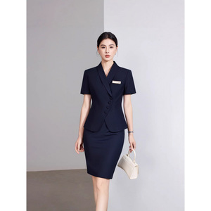 Women's Summer Suit Set Short Sleeve Wool Blend Two Piece Skirt Suit For Office Lady Commute Anti Wrinkle YX 717B08KC06Q - Product Image 2