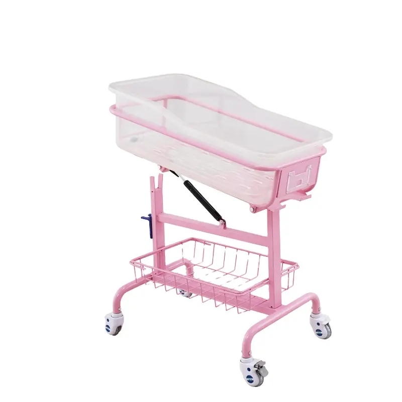 HC-M023 Obstétrique et Gynécologie Mobilier bébé Nouveau-Né lit pédiatrique en acier inoxydable clinique bébé chariot d'hôpital Néonatal lit