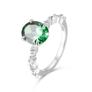 Охлан 925 кольцо из стерлингового серебра Овальный Ограненный голубой топаз драгоценный камень кубический циркон обручальное кольцо для женщин - Product Image 6