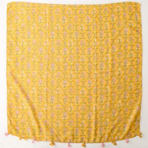 Produttore personalizzato <span class=keywords><strong>giallo</strong></span> brillante stampato Vintage grandi sciarpe Boho stampa floreale cotone Voile Hijabs sciarpa scialli donna - Product Image 5