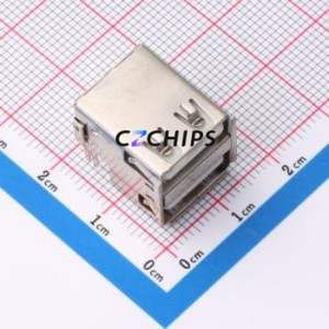 XUDF-0208-07 <b>USB</b> Connector Bent Lead Through Hole Connector Type-<b>A</b> <b>USB</b> <b>2.0</b> Female Right Angle Insert - Product Image 1