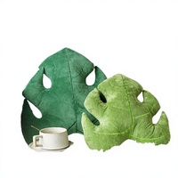 Coussins décoratifs en velours AELS 3D Feuilles de Monstera Deliciosa 18" & 14" Lavables Décoration Plantes & Jardin Vert Clair/Foncé