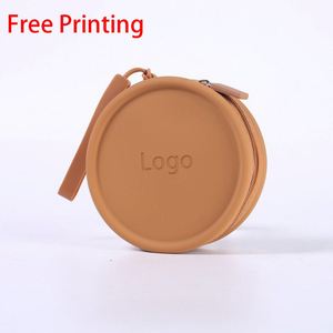 Minimalist Round Silicone Zipper Pouch | Unisex Travel Storage <b>Bag</b> for Coins, Earbuds & Small Cosmetics - Product Image 1
