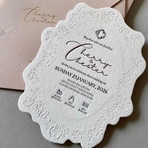 Invitaciones de Boda de Papel Artístico Personalizadas al por Mayor, Tarjetas Premium con Impresión Tipográfica y Grabado en Relieve para Organizadores de Bodas - Product Image 5