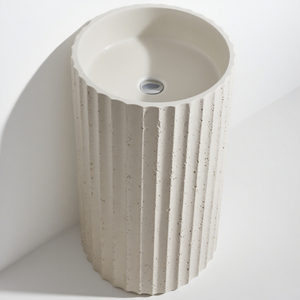 Fregaderos de Pedestal de rayas verticales blancas cremosas de diseño de orden dórico <span class=keywords><strong>neoclasicismo</strong></span> Piedra Artificial independiente para baño de Villa - Product Image 1