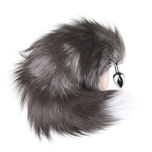 Fox <b>Tail</b> Anal <b>Plug</b> With Faux Fur For Adult Use Flirting Toy Silver Metal Insertion Piece - Product Image 5