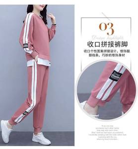 <span class=keywords><strong>M</strong></span>-5XL大号女式运动套装两件套休闲运动服长袖套衫，带松紧腰带和长裤 - Product Image 6