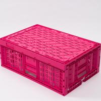 Boîte de rangement pliable en PP de qualité alimentaire rose, bac à légumes et fruits, caisse en plastique pliable, bacs de déménagement