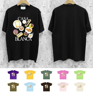Camiseta de Verano con Estampado de Letras de Comida, Estilo Urbano de Lujo <span class=keywords><strong>Casablanca</strong></span>, Camiseta Unisex Oversize Informal de Manga Corta - Product Image 1