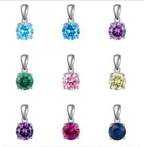Liontin Perak Sterling 925 RINNTIN APN02 Fashion, Kristal Warna-warni Batu Kelahiran Berkilau, Liontin Kustom untuk Pembuatan Perhiasan Kalung - Product Image 3