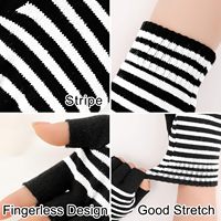 Mitaines rayées sans doigts, tricotées pour l'hiver, style Goth Emo, chauffe-bras pour femmes et hommes A06-1