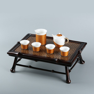 Chinese Style <b>Bamboo</b> Tea <b>Table</b> With Woven Top Portable Small Tatami <b>Table</b> For Indoor Use - Product Image 5