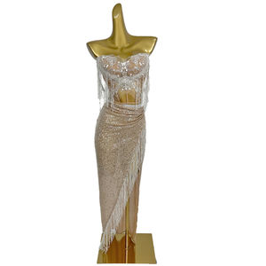 Sihaiyile fuera del hombro flecos corsé faldas largas <span class=keywords><strong>2</strong></span> piezas conjunto cantante graduación cena vestidos mujeres boda cumpleaños noche Maxi vestido - Product Image 6
