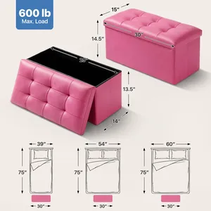 Chengjun 76*38*38cm Banc de rangement pliant carré moderne en tissu, <span class=keywords><strong>coffre</strong></span> de rangement, repose-pieds pour chambre et salon - Product Image 2
