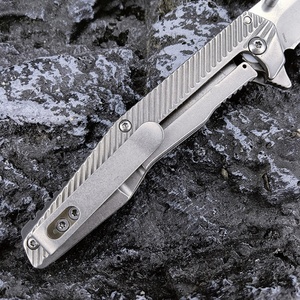 Cuchillo Plegable HUAAO F228 1368, Totalmente de Acero, para Camping y Senderismo, Hoja de Acero 8Cr13Mov, Mango de Acero Inoxidable 420, 57-59HRC, 110g - Product Image 4