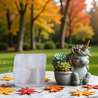 Moule en silicone Candyer Licorne pour bougie, pot en plâtre, idéal pour la décoration d'ornements d'aromathérapie DIY à la maison, moule pour pot de fleurs en ciment